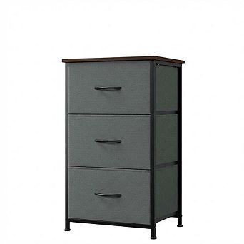 3-Drawer Dresser with Removable Fabric Bins, Wood Grain Print Storage Organizer for Any Room