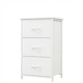 3-Drawer Dresser with Removable Fabric Bins, Wood Grain Print Storage Organizer for Any Room