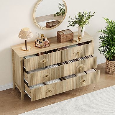 ANIXOL Fluted 6-Drawer Dresser for Bedroom