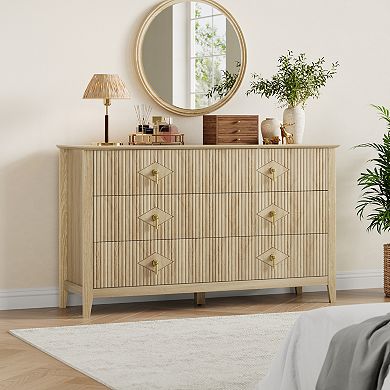 ANIXOL Fluted 6-Drawer Dresser for Bedroom