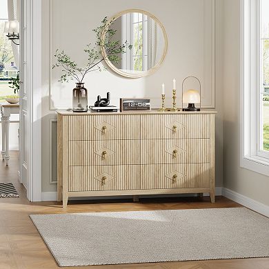 ANIXOL Fluted 6-Drawer Dresser for Bedroom