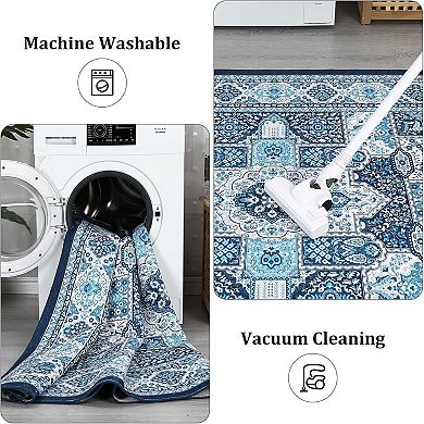 Area Rugs，Machine Washable，Floor Carpet for Bedroom,Non-Shedding,Low Pile，Non-Slip