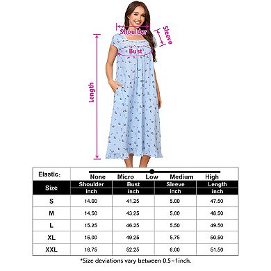 Nightgown for Women Short Sleeve Floral Nightdress with Pockets