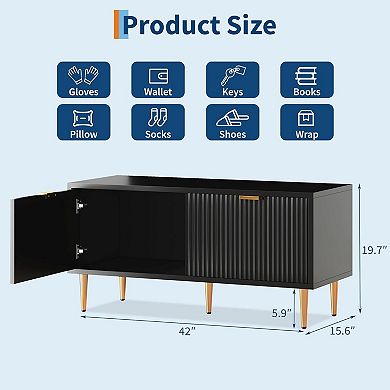 42-in W Fluted Entryway Bench - 2 Doors