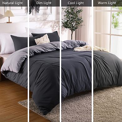 3 pc Duvet Cover Set, Reversible Microfiber with Zipper, Soft Brushed & All Seasonal