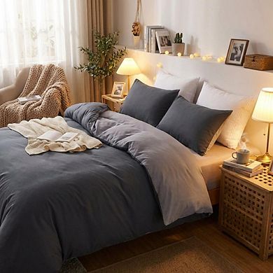 3 pc Duvet Cover Set, Reversible Microfiber with Zipper, Soft Brushed & All Seasonal