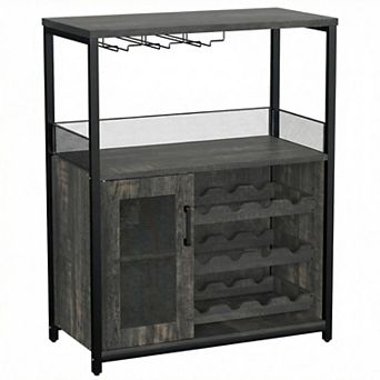 3 tier Wine Bar Cabinet, with Extra Storage Industrial Sideboard and Buffet