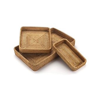 3 pc Natural Wicker Decorative Serving Baskets