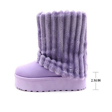 Cozy Plush Ribbed Platform Snow Boots for Ultimate Comfort & Style