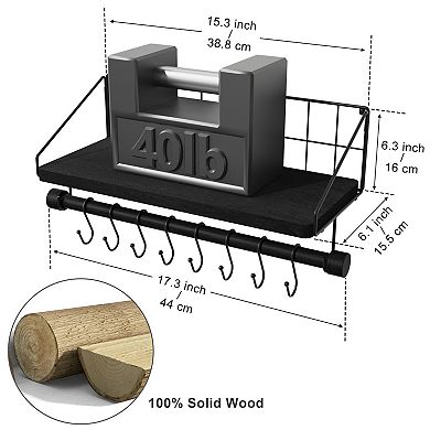 Floating Shelf with Hooks Coffee Cup Holder