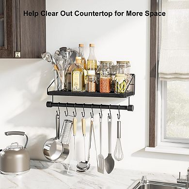 Floating Shelf with Hooks Coffee Cup Holder