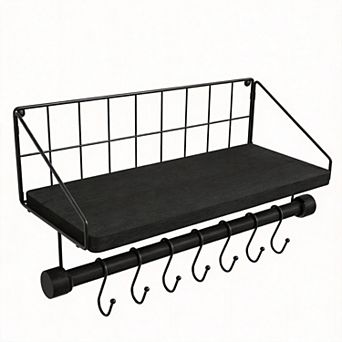 Floating Shelf with Hooks Coffee Cup Holder