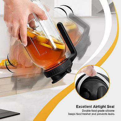 Glass Pitcher with Spout Wide Mouth Lid for Tea Coffee 64oz/2 Quart