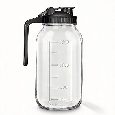 Glass Pitcher with Spout Wide Mouth Lid for Tea Coffee 64oz/2 Quart