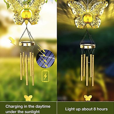 Butterfly Glass Ball Waterproof Wind Chimes