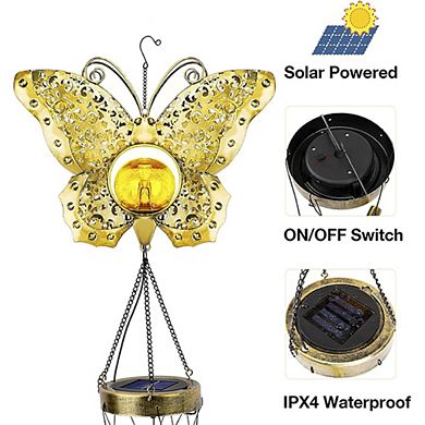 Butterfly Glass Ball Waterproof Wind Chimes