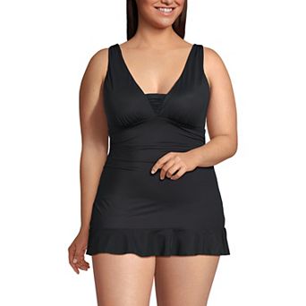 Women's Lands' End SlenderSuit Mini One-Piece Swim Dress