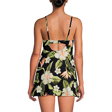 Women's Lands' End Underwire Lifting Swim Dress with Adjustable Straps