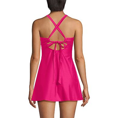 Women's Lands' End Essential Tie Back Ruched Mini Dress