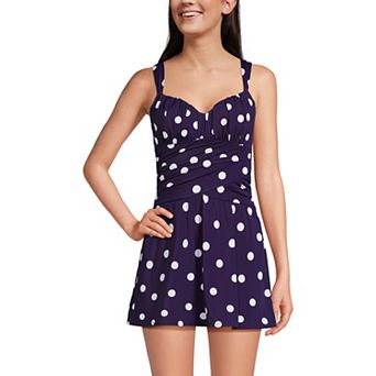 Women's Lands' End Slender Lite Sweetheart Shirred Swim Dress