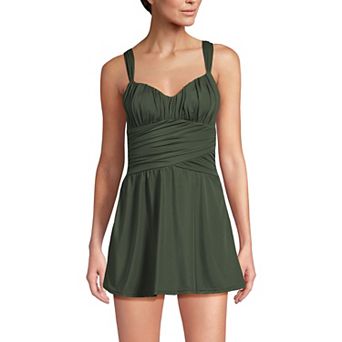 Women's Lands' End Slender Lite Sweetheart Shirred Swim Dress