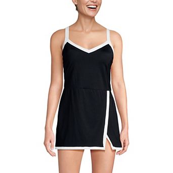 Women's Lands' End V-Neck Wrap Skirt Swim Dress