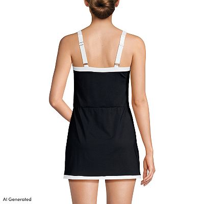 lands end swim dress Women's V-neck Tulip Wrap One Piece Swimsuit When it comes to coverage and control Lands' End Women's Crochet Monokini