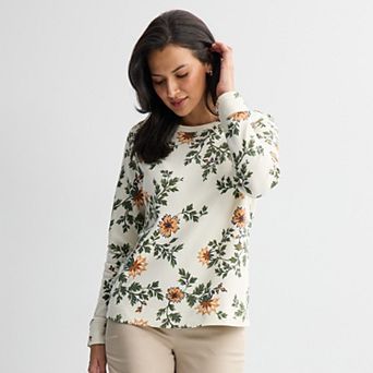 Petite Croft & Barrow® Long Sleeve Sweatshirt