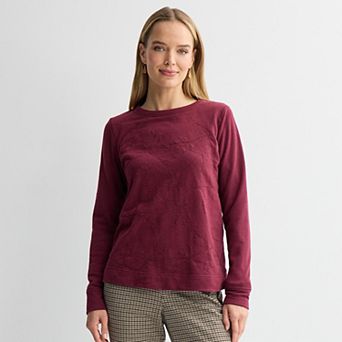 Petite Croft & Barrow® Long Sleeve Sweatshirt