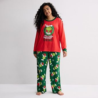 Plus Size Jammies For Your Families® How The Grinch Stole Christmas Pajama Top & Pajama Bottoms Set