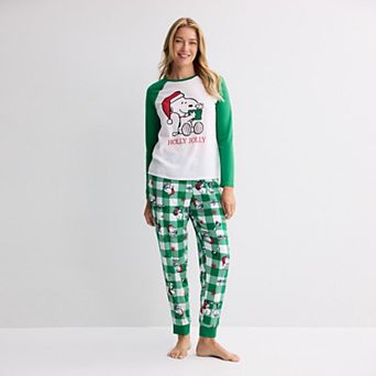 Women's Jammies For Your Families® Peanuts Holly Jolly Long Sleeve Pajama Top & Pajama Bottoms Set