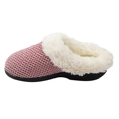 Roxoni Women’s Fleece Trim Knit Sweater Fur Clog Slippers
