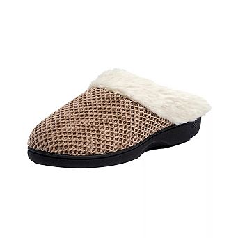 Roxoni Women’s Fleece Trim Knit Sweater Fur Clog Slippers
