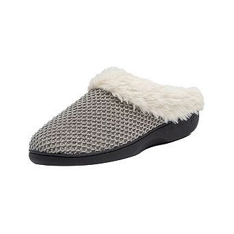 Roxoni Women’s Fleece Trim Knit Sweater Fur Clog Slippers