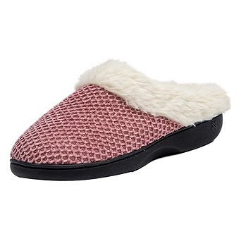 Roxoni Women’s Fleece Trim Knit Sweater Fur Clog Slippers