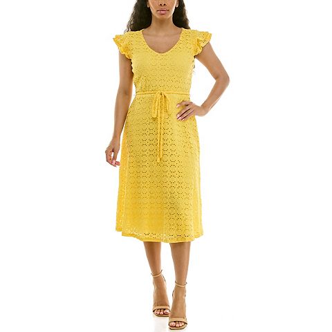 Женские платья Nina Leonard Women's Nina Leonard Flutter Sleeve Lace Dress