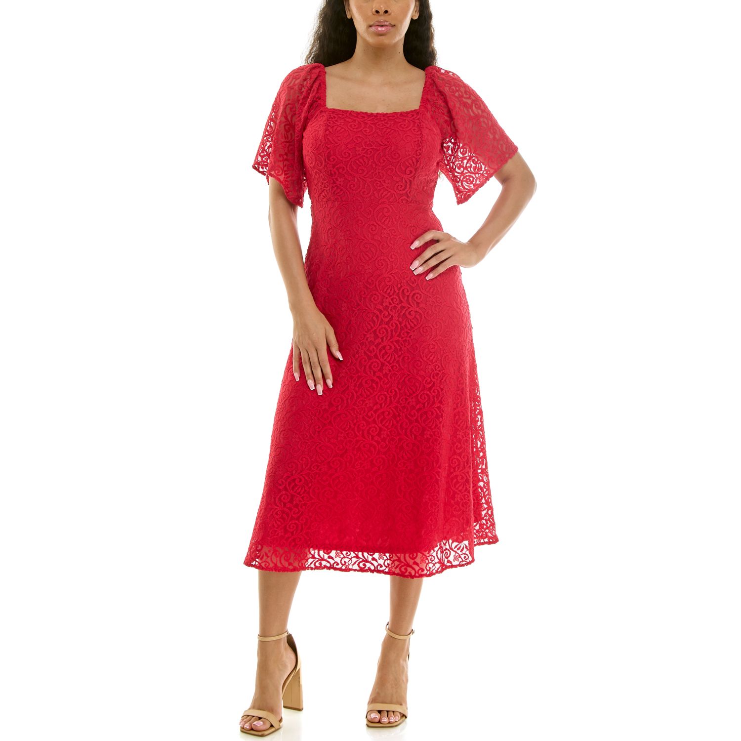 Женские платья Nina Leonard Square Neck Lace Dress