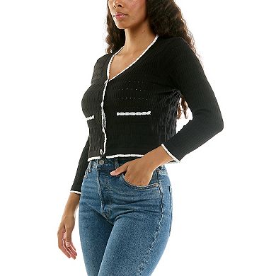 Women's Nina Leonard Button Front Scallop Bolero Top