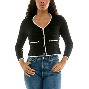 Women's Nina Leonard Button Front Scallop Bolero Top