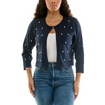 Women's Nina Leonard Rhinestone Bolero Sweater