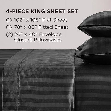 Juicy Couture Silky Satin Damask Sheet Set with Pillowcases