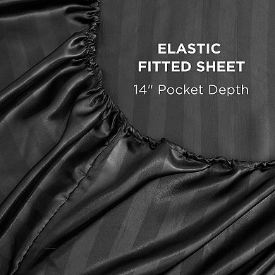 Juicy Couture Silky Satin Damask Sheet Set with Pillowcases