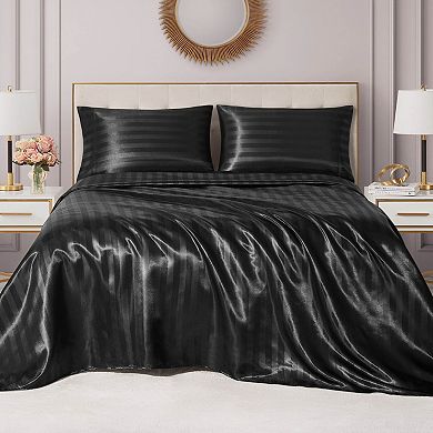 Juicy Couture Silky Satin Damask Sheet Set with Pillowcases