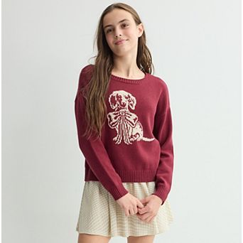 Girls 7-16 eyeshadow Pullover Sweater & Mini Plaid Drop Waist Dress