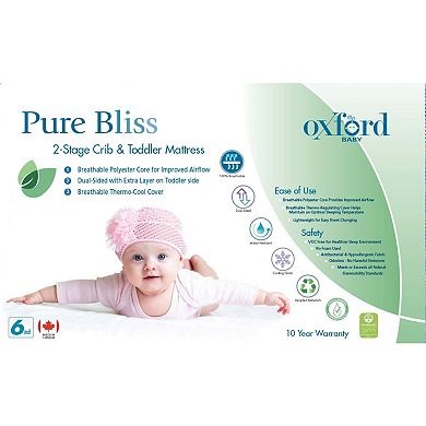 Oxford Baby Pure Bliss 2-Stage Crib & Toddler Mattress