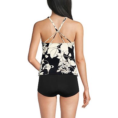 Women's Lands' End High Neck Strappy Back Tankini Swim Top