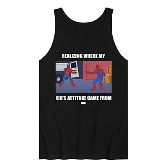 Men's Spider-Man Realizing Where My Kid's Attitude Came From Graphic Tank Top