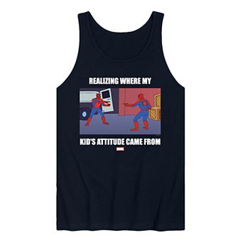 Men's Spider-Man Realizing Where My Kid's Attitude Came From Graphic Tank Top