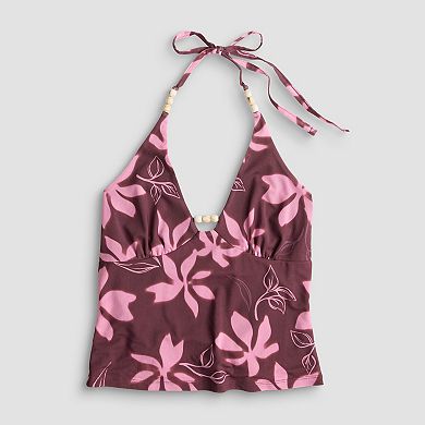 Juniors' Pink Republic Hardware Mesh Halter Top