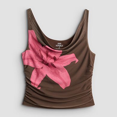 Juniors' Pink Republic Mesh Cowl Tank Top